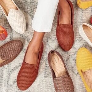 Birdies Starling Woven Raffia Loafers Rust Orange Comfort Flats Womens 8.5